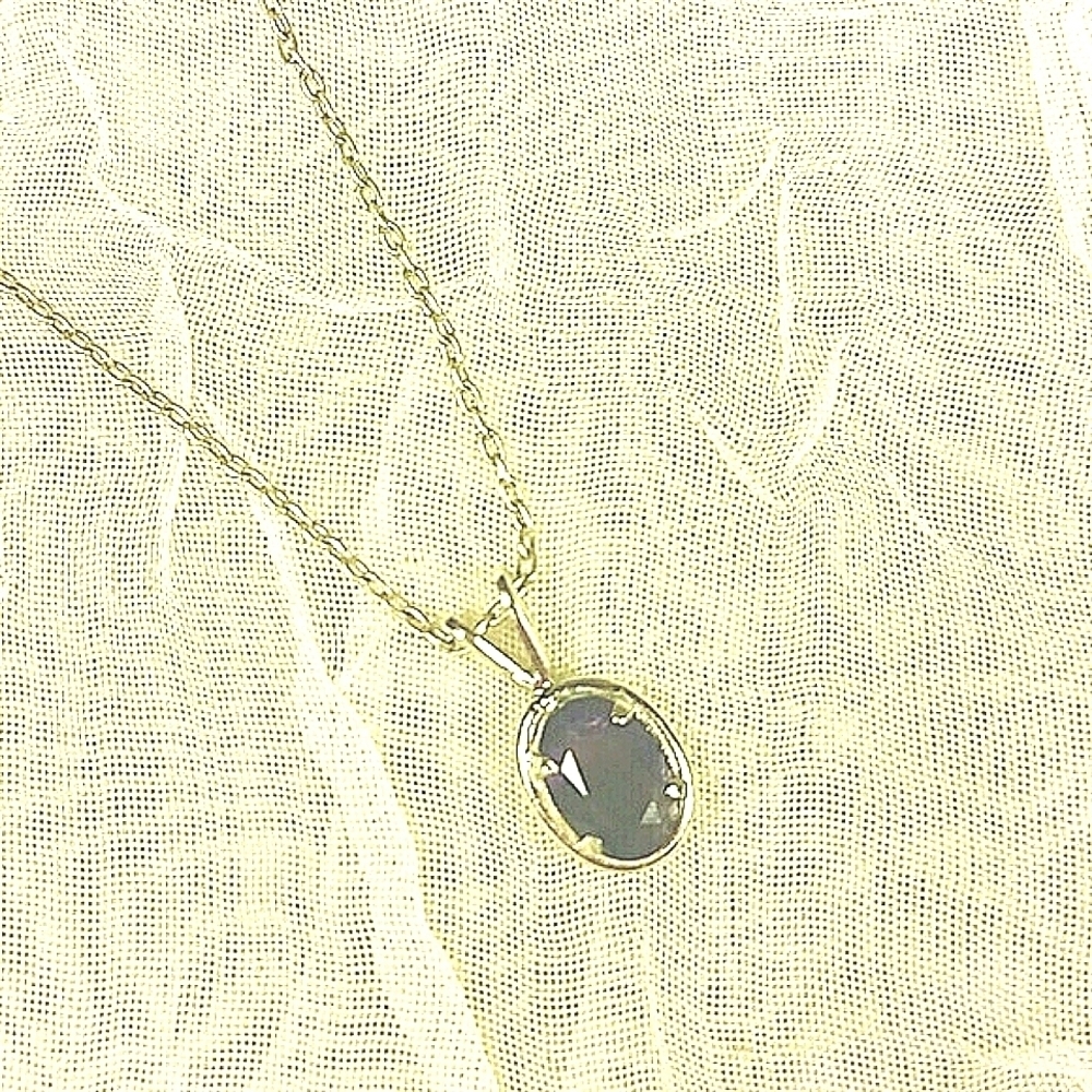 Sterling Silver Amethyst Pendant Necklace 18" Chain Oval Gemstone February Birth